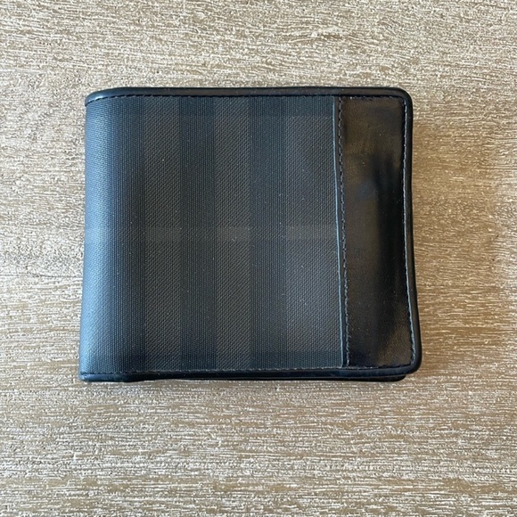 BURBERRY Bi-fold Wallet Charcoal Check Black 100% AUTHENTIC! - Picture 1 of 12